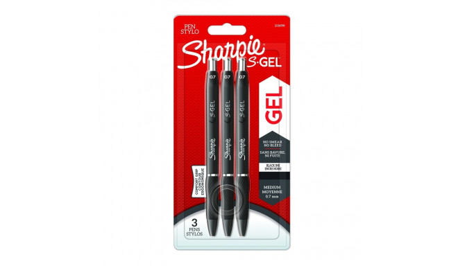 Pen "Sharpie S-GEL", must, sädelev, 3 tk