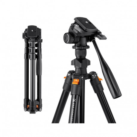 Tripod - K&F Concept K234A0 3D Head, 360° Panoramic, 177 cm, Black