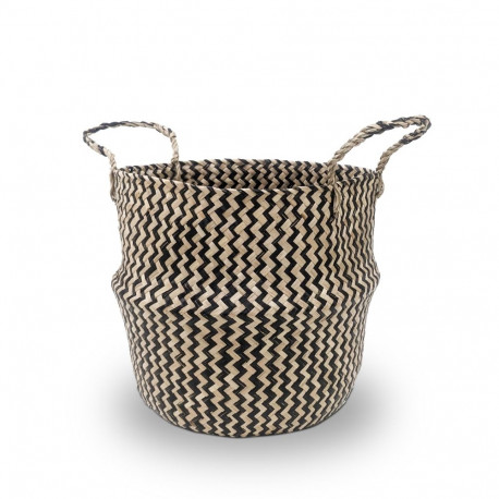 BASKET WITH HAND 30X30X30CM SEAGRAS/BLCK