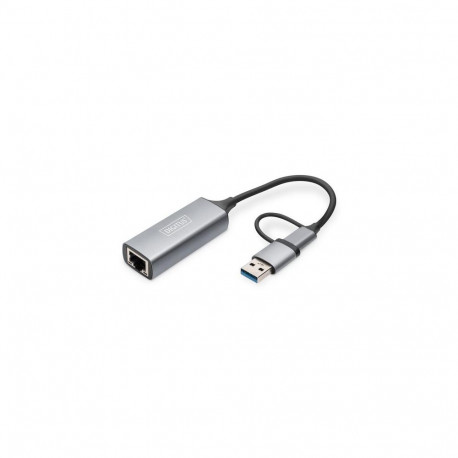 Digitus USB Type-C™ Gigabit Ethernet Adapter 2.5G, USB-C™ + USB A (USB3.1/3.0)