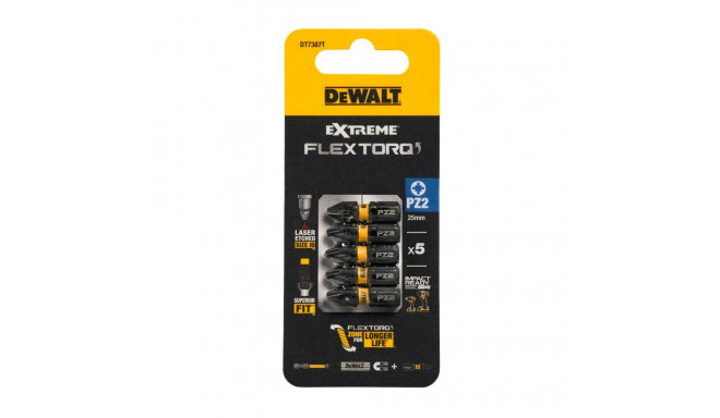 FLEXTORQ PZ2 kruvikeeraja otsikud, 25 mm, DeWALT, 5 tk