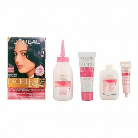 Permanent Dye L'Oreal Make Up Excellence Nº 1 Negro Nº 1-Negro 192 ml