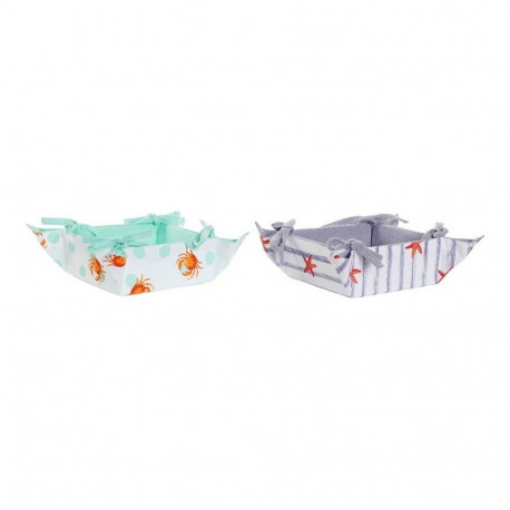 Basket DKD Home Decor Summer Blue Green Cotton (2 pcs)