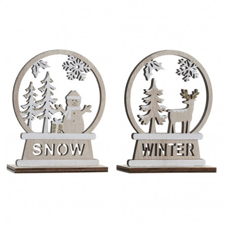 Jõuluehe DKD Home Decor Puit Põhjapõder (12 x 4 x 15 cm) (2 Ühikut)