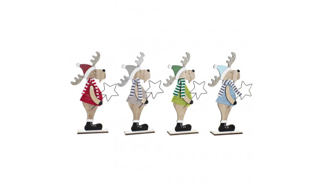 Christmas bauble DKD Home Decor Wood Polyester Reindeer (5 x 22 x 41 cm) (4 Units)