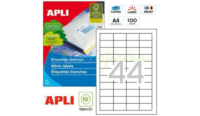 Kleepuvad sildid Apli 1285 100 Lehed 48,5 x 25,4 mm Valge