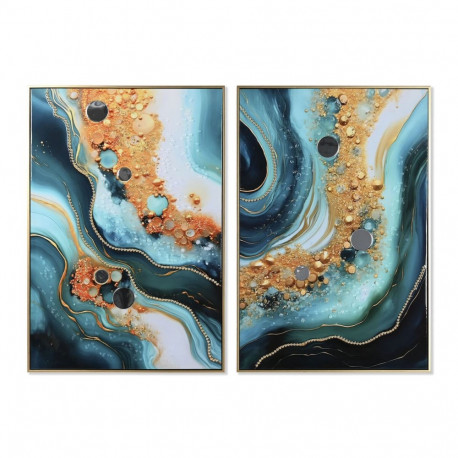 Maal Home ESPRIT Sinine Kuldne polüstüreen Kangas Kaasaegne Lakitud 62 x 4 x 92 cm (2 Ühikut)