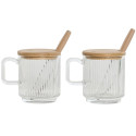 Suhkrutoos Home ESPRIT Läbipaistev Bambus Kristall 350 ml 11,7 x 8,7 x 14 cm 2 Tükid, osad (12 Ühiku