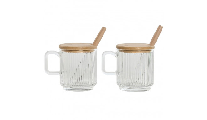 Suhkrutoos Home ESPRIT Läbipaistev Bambus Kristall 350 ml 11,7 x 8,7 x 14 cm 2 Tükid, osad (12 Ühiku