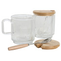 Suhkrutoos Home ESPRIT Läbipaistev Bambus Kristall 350 ml 11,7 x 8,7 x 14 cm 2 Tükid, osad (12 Ühiku