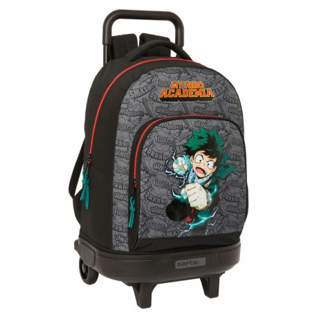 School Rucksack with Wheels My Hero Academia Black 33 x 45 x 22 cm
