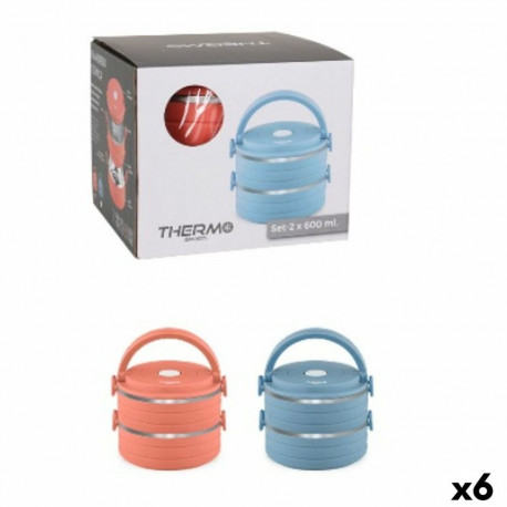 Kahekordne reguleerimissüsteem ThermoSport Sinine Punane Teras Plastmass 600 ml 2 Tükid, osad (6 Ühi