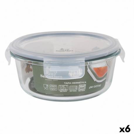 Hermetic Lunch Box Santa Clara Transparent Ø 17 cm 0,9 l (6 Units)
