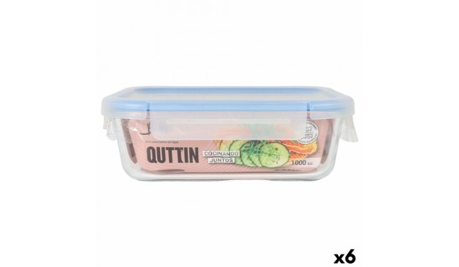 Hermetic Lunch Box Quttin Boho Transparent Rectangular 1 L (6 Units)