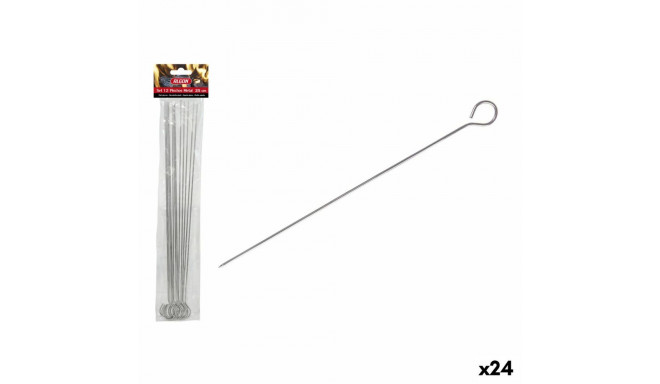 Barbecue Skewer Set Algon Metal 25 cm 12 Pieces (24 Units)