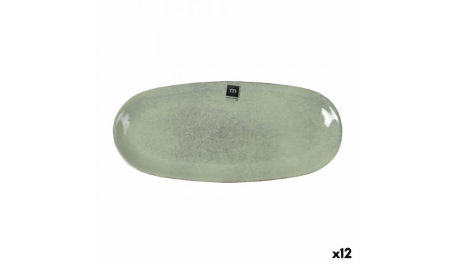 Serving Platter La Mediterránea Macarella green Oval 33 x 14,8 x 2,7 cm (12 Units)