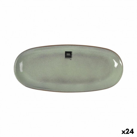 Serving Platter La Mediterránea Macarella green Oval 29 x 13,5 x 2,4 cm (24 Units)