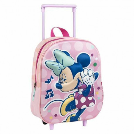 3D School Bag with Wheels Minnie Mouse Pink 25,0 x 31,0 x 10,0 cm
