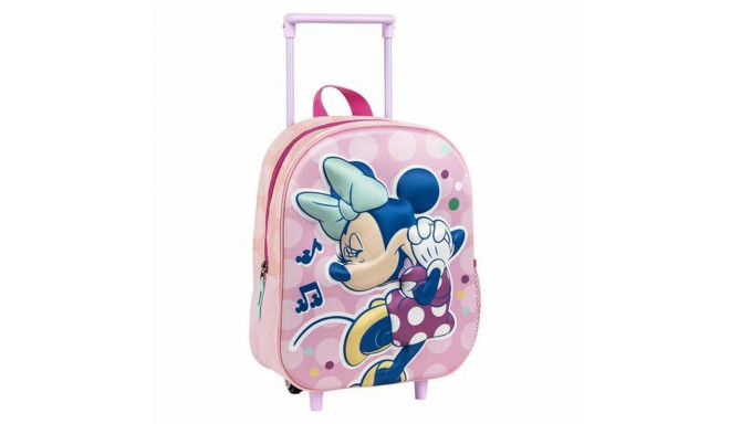 3D School Bag with Wheels Minnie Mouse Pink 25,0 x 31,0 x 10,0 cm