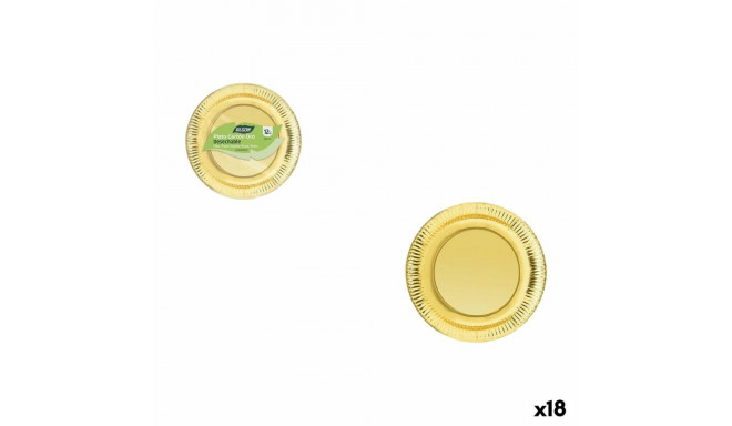 Plate set Algon Golden 18 cm 12 Pieces (18 Units)