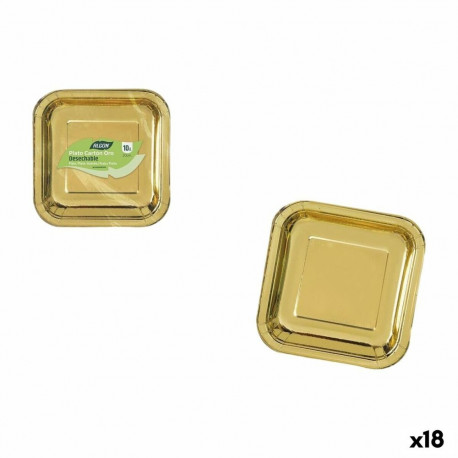 Plate set Algon Golden 20 cm 10 Pieces (18 Units)
