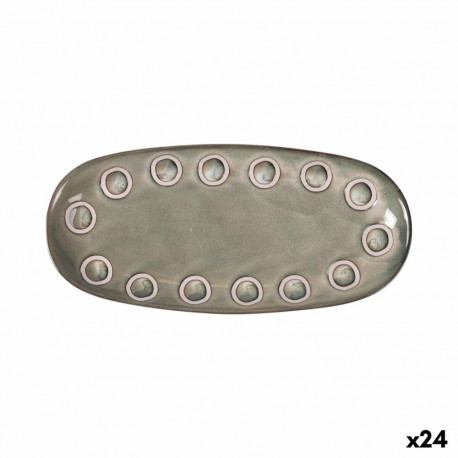 Serving Platter La Mediterránea Almudena Grey Oval 25 x 12 x 2,2 cm (24 Units)
