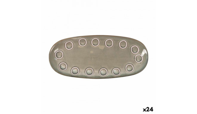 Serving Platter La Mediterránea Almudena Grey Oval 29 x 13,5 x 2,4 cm (24 Units)