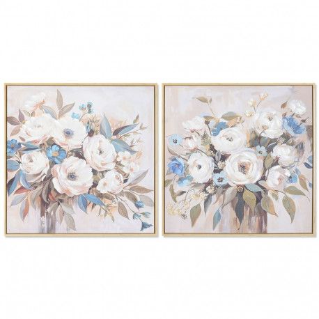 Maal Home ESPRIT Sinine Valge Beež Romantiline Vaas 60 x 3,5 x 60 cm (2 Ühikut)