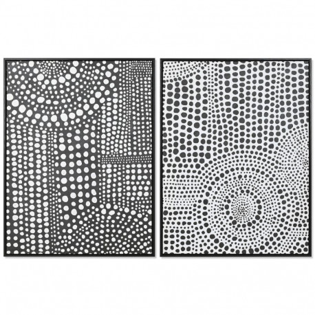 Maal Home ESPRIT Valge Must Abstraktne Kaasaegne Lakitud 60 x 3,5 x 80 cm (2 Ühikut)