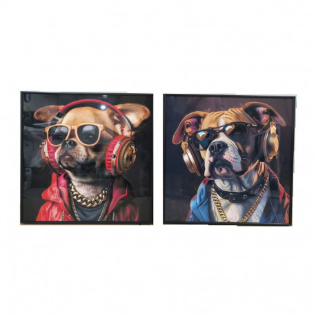 Maal Home ESPRIT Sinine Pruun Punane Kaasaegne Koer 50 x 3,5 x 50 cm (2 Ühikut)