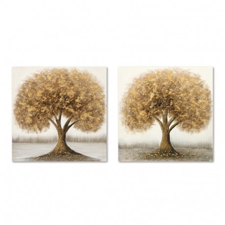 Maal Home ESPRIT Kuldne Puu Traditsiooniline 80 x 3 x 80 cm (2 Ühikut)