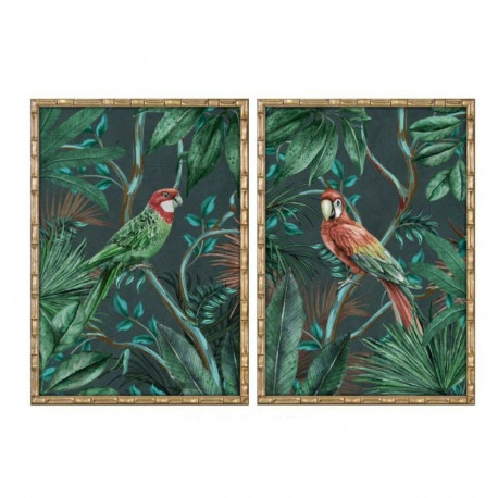 Maal Home ESPRIT Roheline Papagoi Troopiline 50 x 2,8 x 70 cm (2 Ühikut)