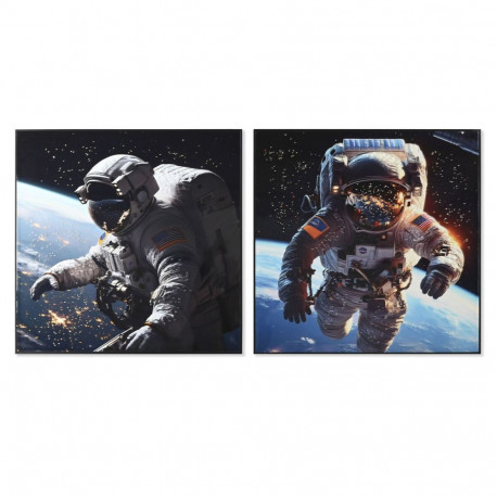 Maal Home ESPRIT Sinine Must Kaasaegne Astronaut Lakitud 100 x 4 x 100 cm (2 Ühikut)