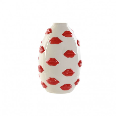 Vase Home ESPRIT White Red Dolomite 15 x 15 x 22,5 cm