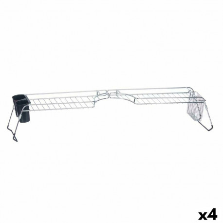 Extendable Dish Drainer for Sink Kinvara W3422A-1 Black Silver Metal polypropylene 44 x 11 x 16 cm (