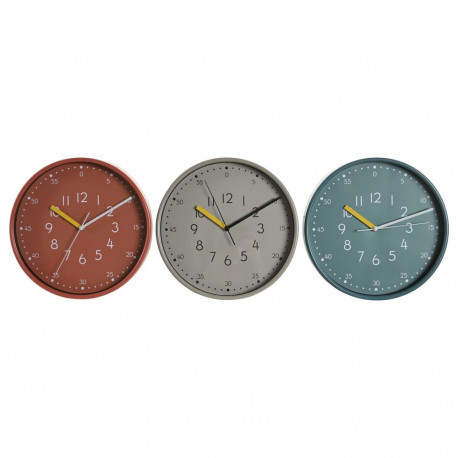 Wall Clock DKD Home Decor White Turquoise Terracotta PVC Urban 30 x 4,3 x 30 cm (3 Units)