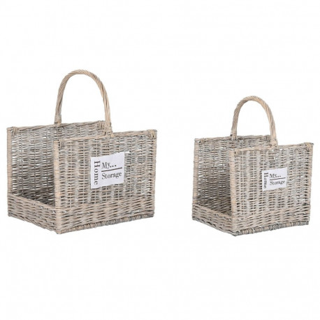 Log Stand Home ESPRIT Natural wicker 47 x 35 x 54 cm