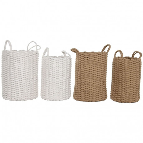 Basket set Home ESPRIT White Beige Rope 30 x 30 x 43 cm 2 Pieces (2 Units)