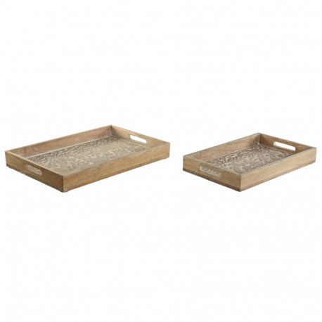 Kandikute komplekt Home ESPRIT Valge Naturaalne Mangopuit Puit MDF 44 x 29 x 5 cm (2 Ühikut)