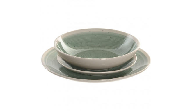 Tableware Home ESPRIT White Green Stoneware 18 Pieces