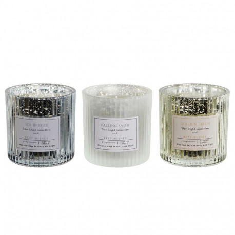 Küünal DKD Home Decor Valge Kuldne Hõbedane 8,8 x 8,8 x 9 cm (3 Ühikut)