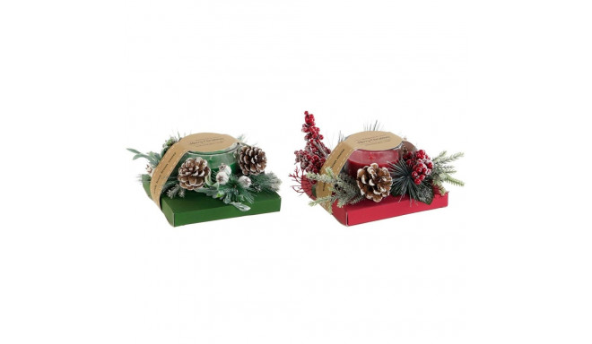Candle DKD Home Decor Red Green 20 x 20 x 9 cm 8 x 8 x 9 cm (2 Units)