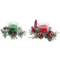 Candle DKD Home Decor Red Green 20 x 20 x 9 cm 8 x 8 x 9 cm (2 Units)