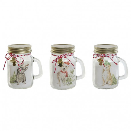 Candle DKD Home Decor White Golden Christmas 8 x 5 x 9 cm (3 Units)