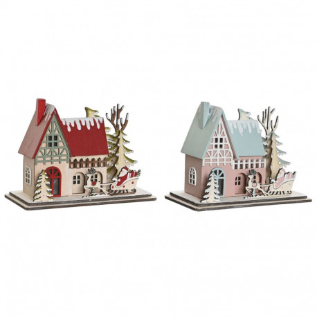 Jõuluehe DKD Home Decor Punane Heleroosa 23,5 x 11 x 20,5 cm (2 Ühikut)