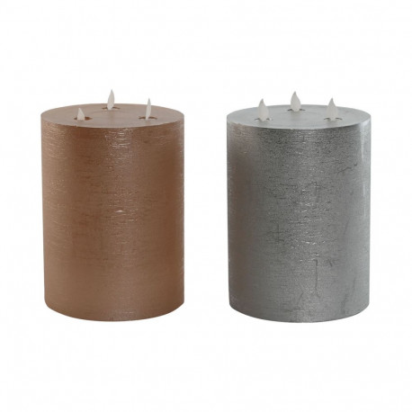 LED Küünal DKD Home Decor Kuldne Hõbedane 15 x 15 x 20 cm (AA) (2 Ühikut)