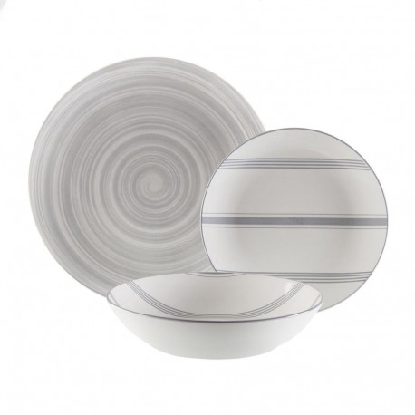 Tableware Versa VORTEX Grey Porcelain 18 Pieces