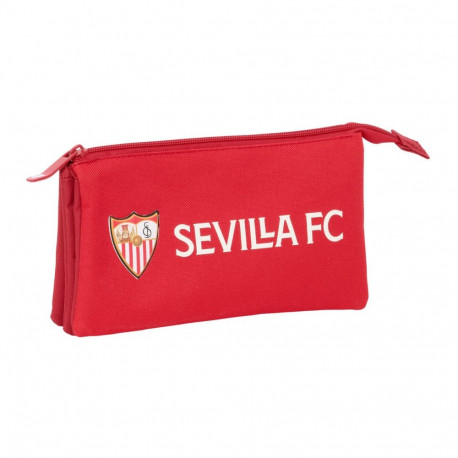 Kolme tõmblukuga pliiatsikarp Sevilla Fútbol Club Punane 22 x 12 x 3 cm