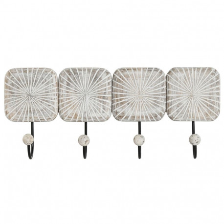 Seina riidepuu Home ESPRIT Valge Must Raud Mangopuit Linna 41 x 7 x 17 cm