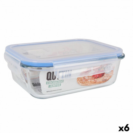 Hermetic Lunch Box Quttin Transparent Rectangular 1L (6 Units)